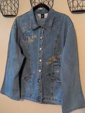 Studio West Womens Embroidered Denim Shirt/Jacket